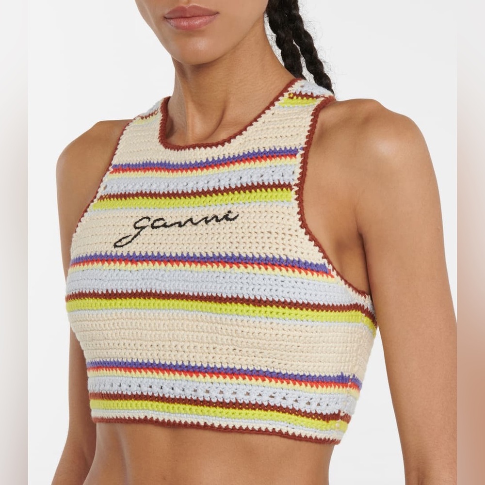 GANNI | Crochet Swimwear Crochet Racerback Bikini Top | Multicolour | Size 6